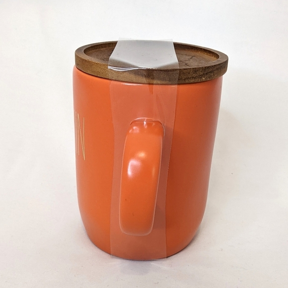 Rae Dunn Pumpkin Spice Orange Mug with Wooden Topper - Picture 4 of 7